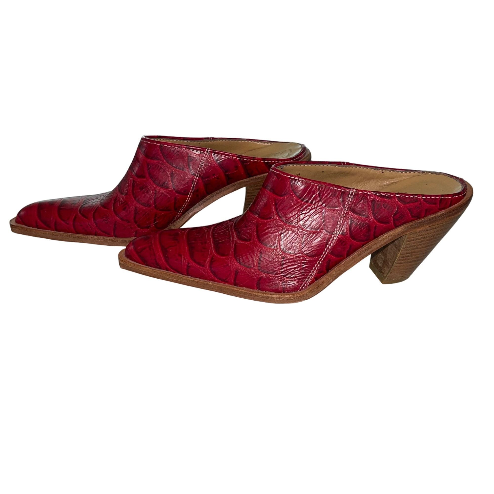 Vintage Arianna Vintage Womens Mules Size 36 Red Leather Size US 6 / IT 36 - 4 Thumbnail