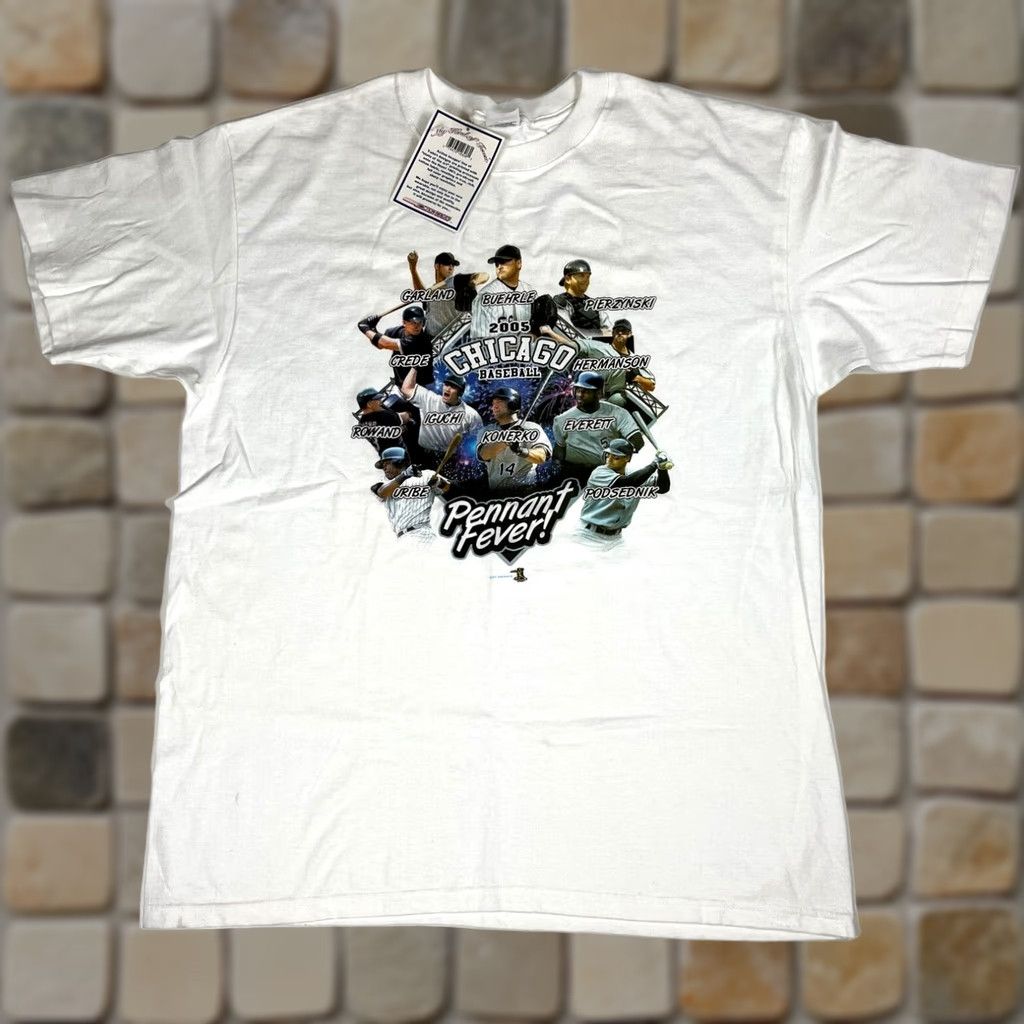 Anvil VINTAGE Chicago White Sox T-Shirt Anvil XL Pennant Fever 2005 World Series Mens White Cotton Short Sleeve Crew Neck Graphic Sports Size US XL / EU 56 / 4 - 1 Thumbnail
