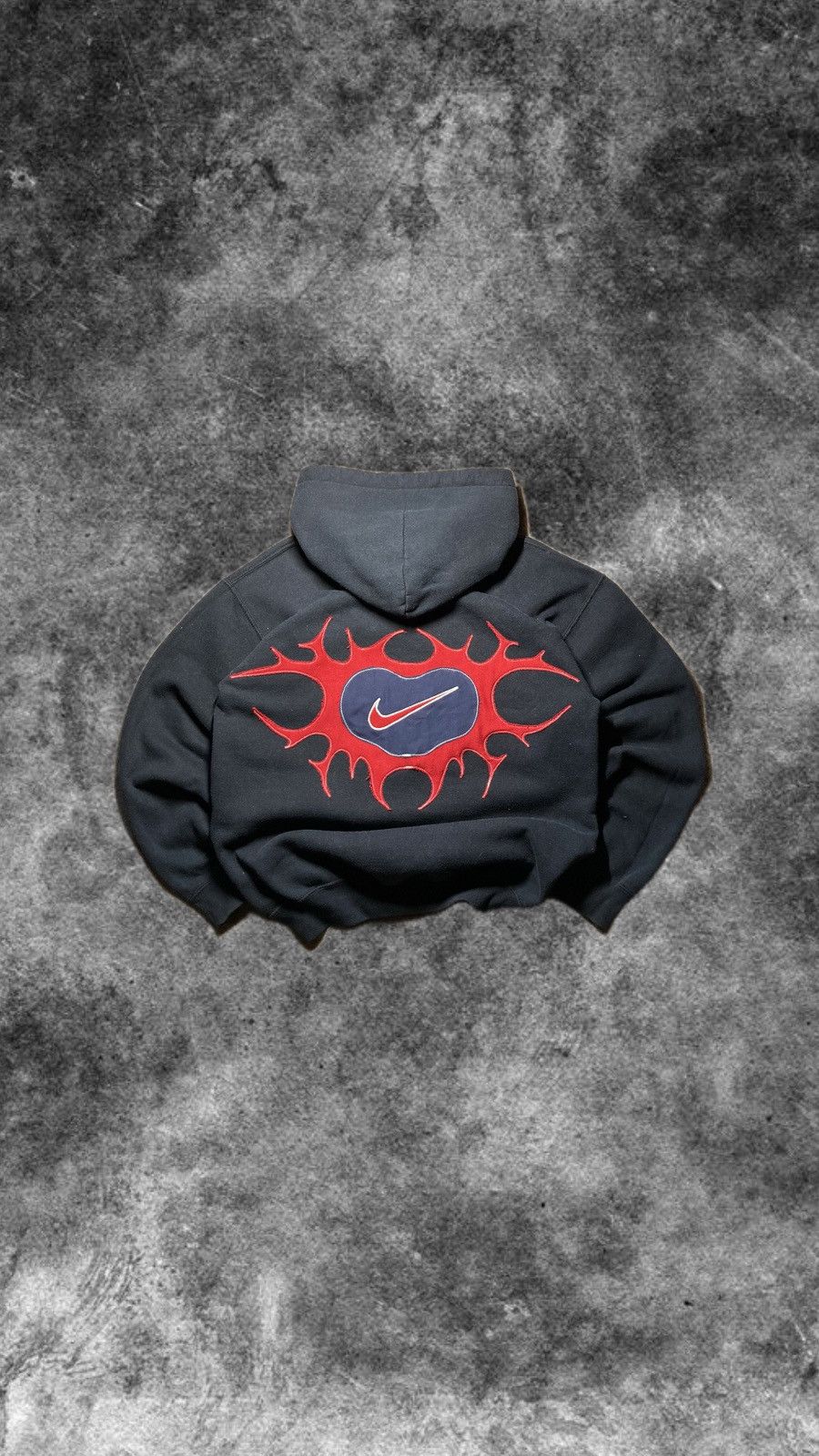 ⛩️Nike Custom Hoodie Rare Y2K Punk Rock Cross Red Sox biglogo