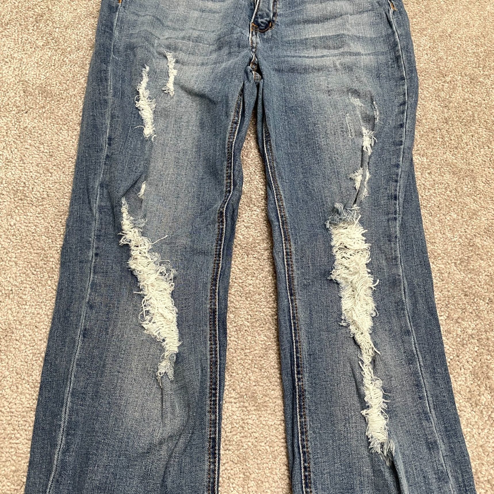Fashion Nova Fashion Nova Jeans Junior 11 Blue Distressed Straight High Rise 28x31 Woman Size 32" / US 10 / IT 46 - 4 Thumbnail