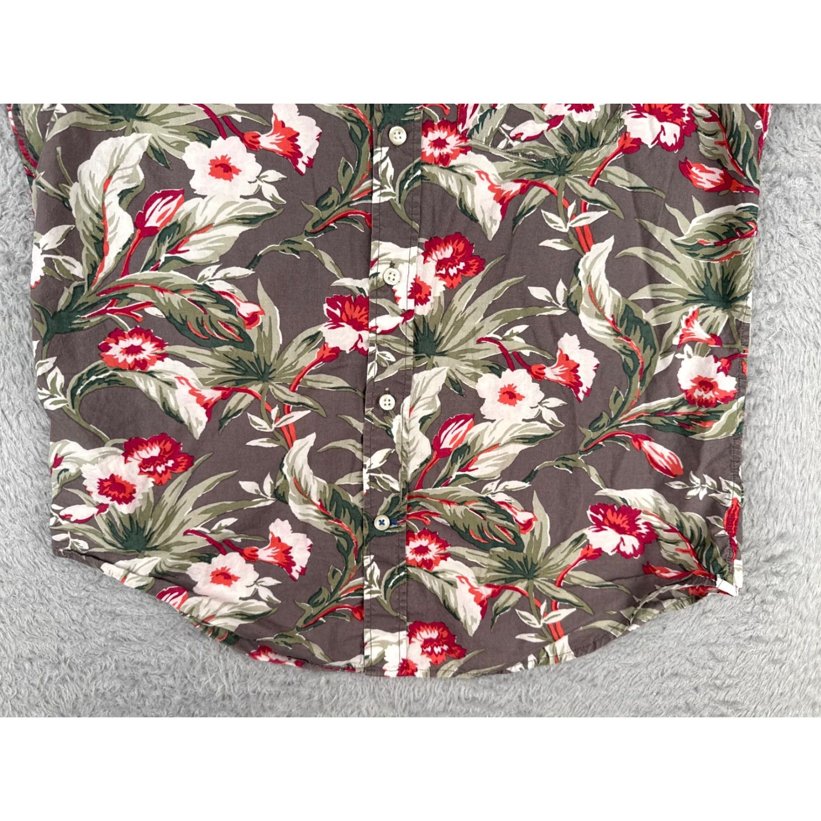 Gap Gap Shirt Men Medium Gray Red Green Floral Leaf Button Up 100% Cotton Hawaiian Size US M / EU 48-50 / 2 - 5 Thumbnail