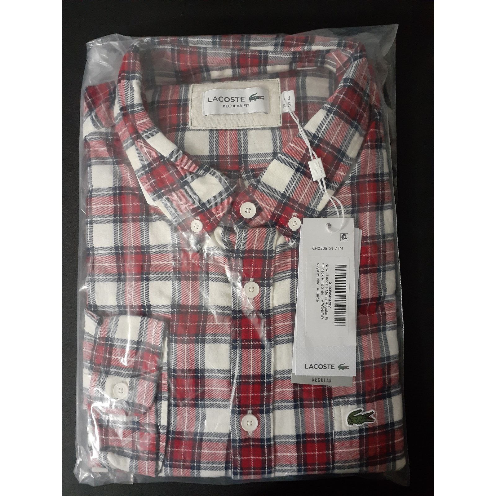 Lacoste Men's Classic Long Sleeve Checkered Woven Shirt XL