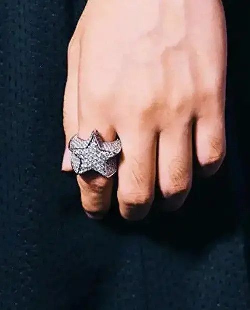 Japanese Brand × Jewelry Hiphop Silver Color Rhinestones Zircon Star Ring (size 6-13) Size ONE SIZE - 2 Thumbnail