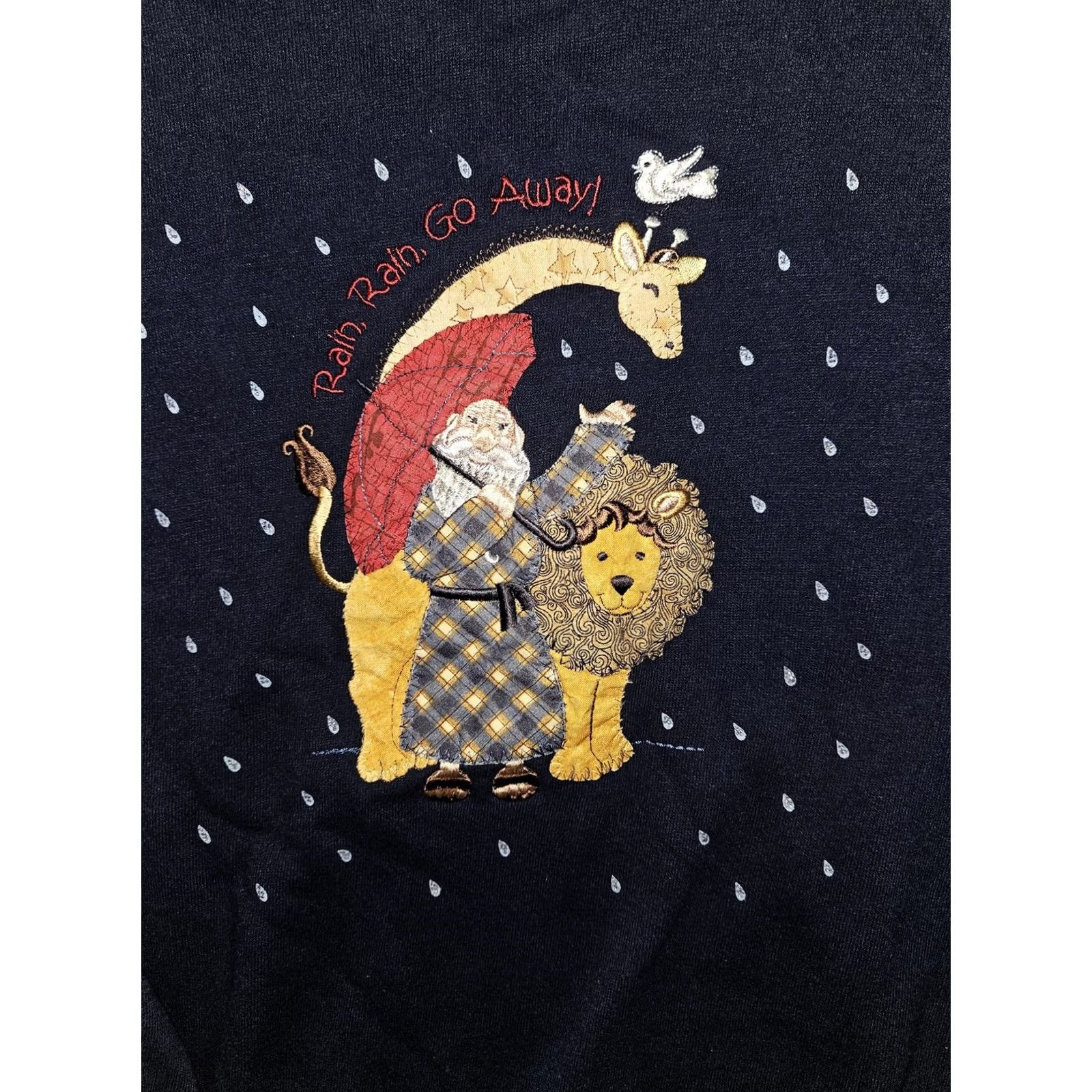 Vintage VINTAGE Morning Sun Top Stitch Sweatshirt Womens Large Pullover Navy Blue Embroidered Rain Rain Go Away Animals 90s Made USA Mens/Womens Size L / US 10 / IT 46 - 5 Thumbnail
