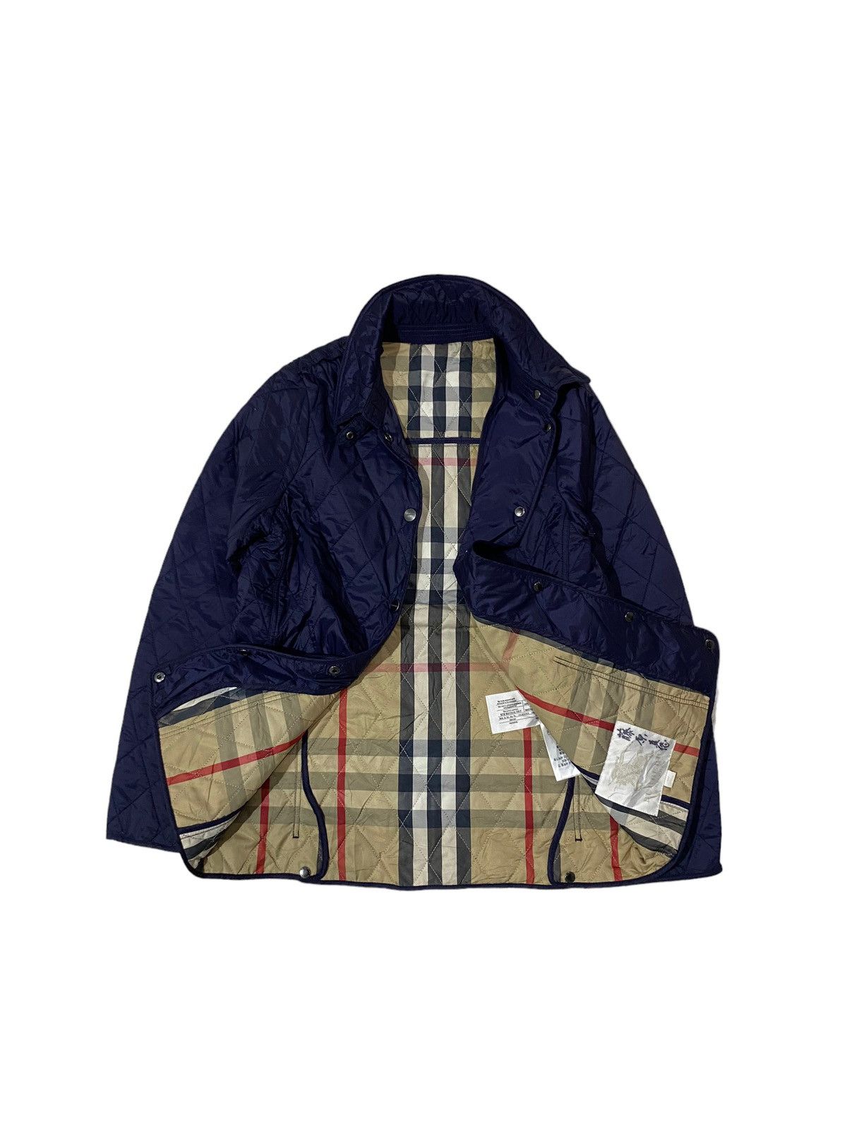 image of Binding Offer Vintage Burberry Novacheck Quilted Jacket in Navy, Men's (Size 2XS)