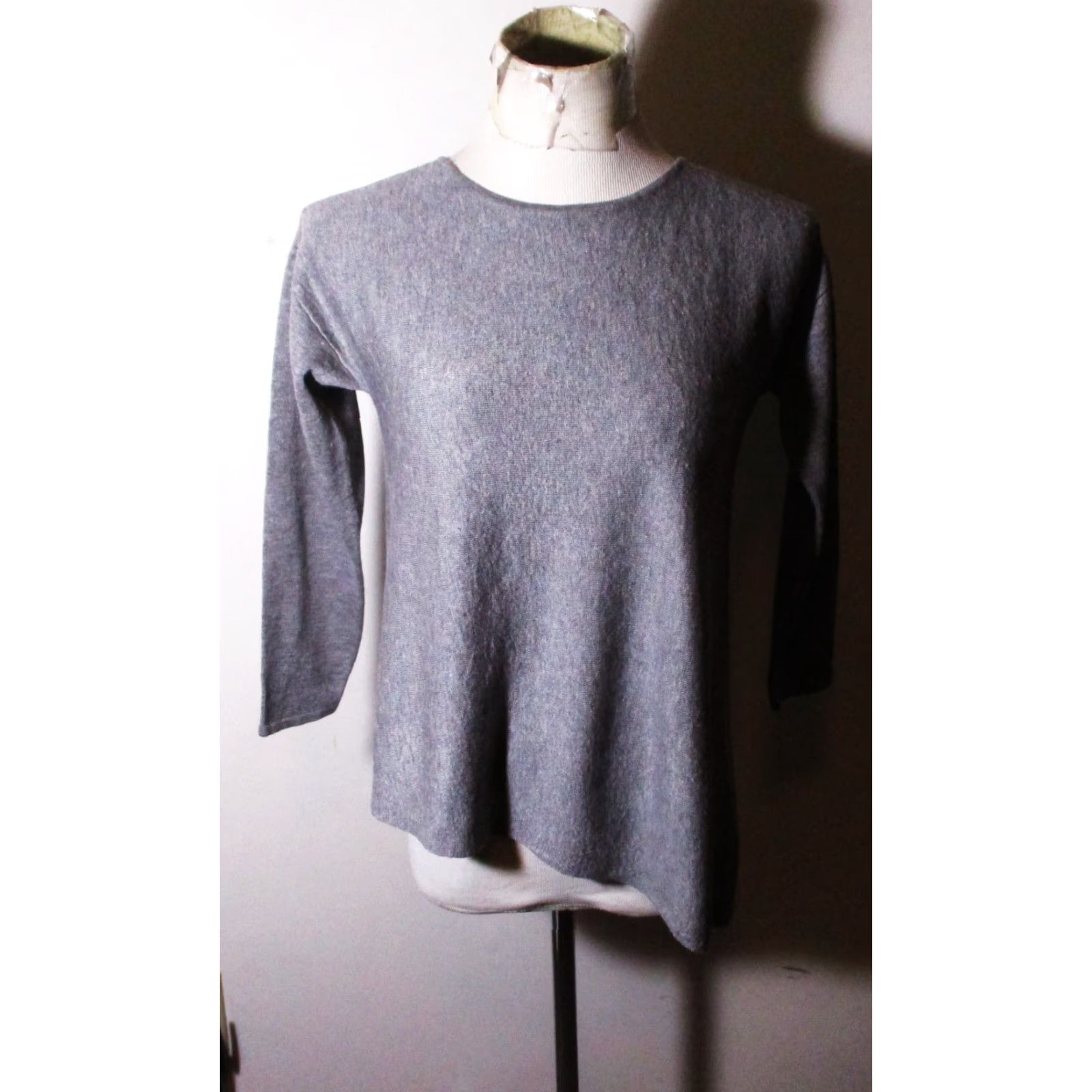 Eileen Fisher EILEEN FISHER Gray Merino Tencel Asymmetrical Sweater Top Women’s S/P Size S Casual Sleeve Knit Wool Pullover Regular Fit Size S / US 4 / IT 40 - 2 Thumbnail