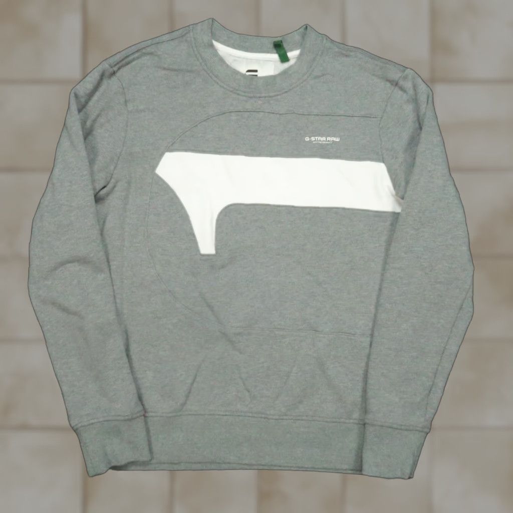 G-Star G Star Raw Sweatshirt Men M Gray White Hamburder Logo Long Sleeve Crew Regular Fit Pullover Sweatshirt - Mens Size US M / EU 48-50 / 2 - 1 Thumbnail