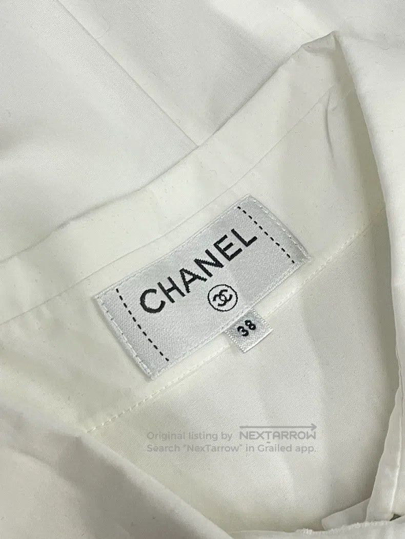 Chanel Chanel White stitching hollow lapel shirt long sleeves Size XS / US 0-2 / IT 36-38 - 6 Thumbnail