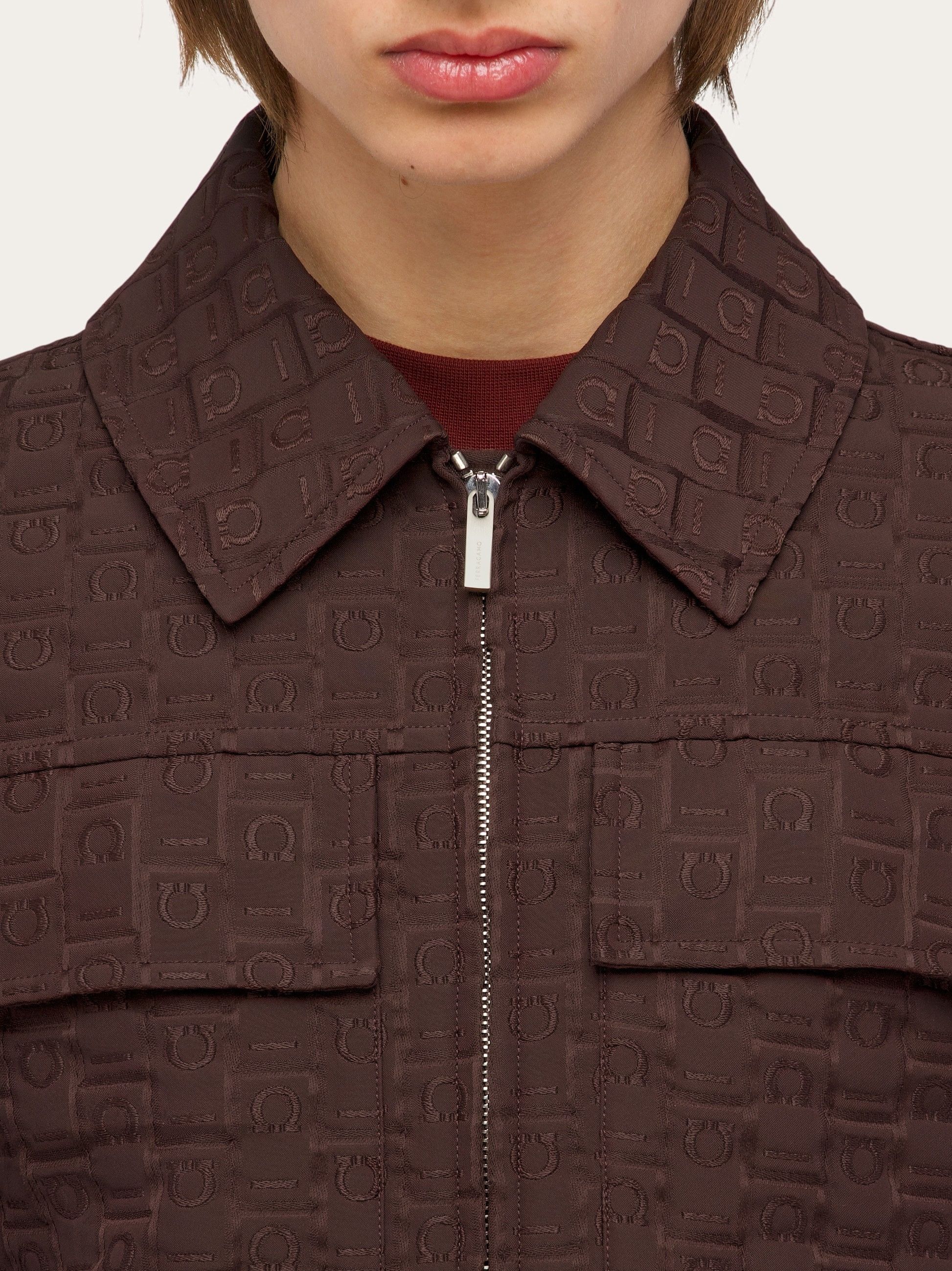 Salvatore Ferragamo o1s1rm0226 Monogram Blouson Jacket in Brown Size US M / EU 48-50 / 2 - 5 Thumbnail