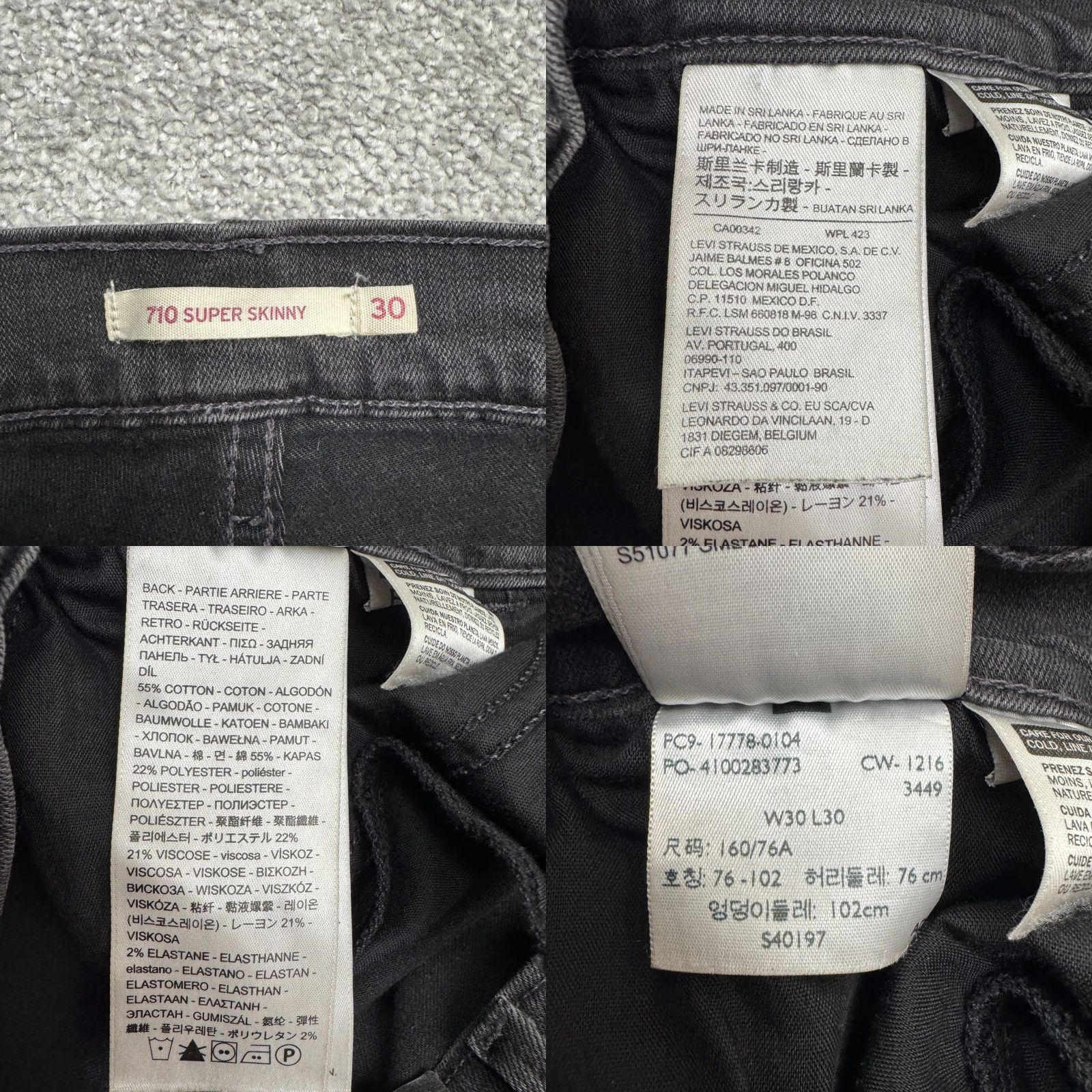 Levi's Levi's 710 Jeans Womens 30 Black Mid Rise Distressed Stretch Denim Skinny Pocket Zipper Button Size 30" / US 8 / IT 44 - 8 Thumbnail
