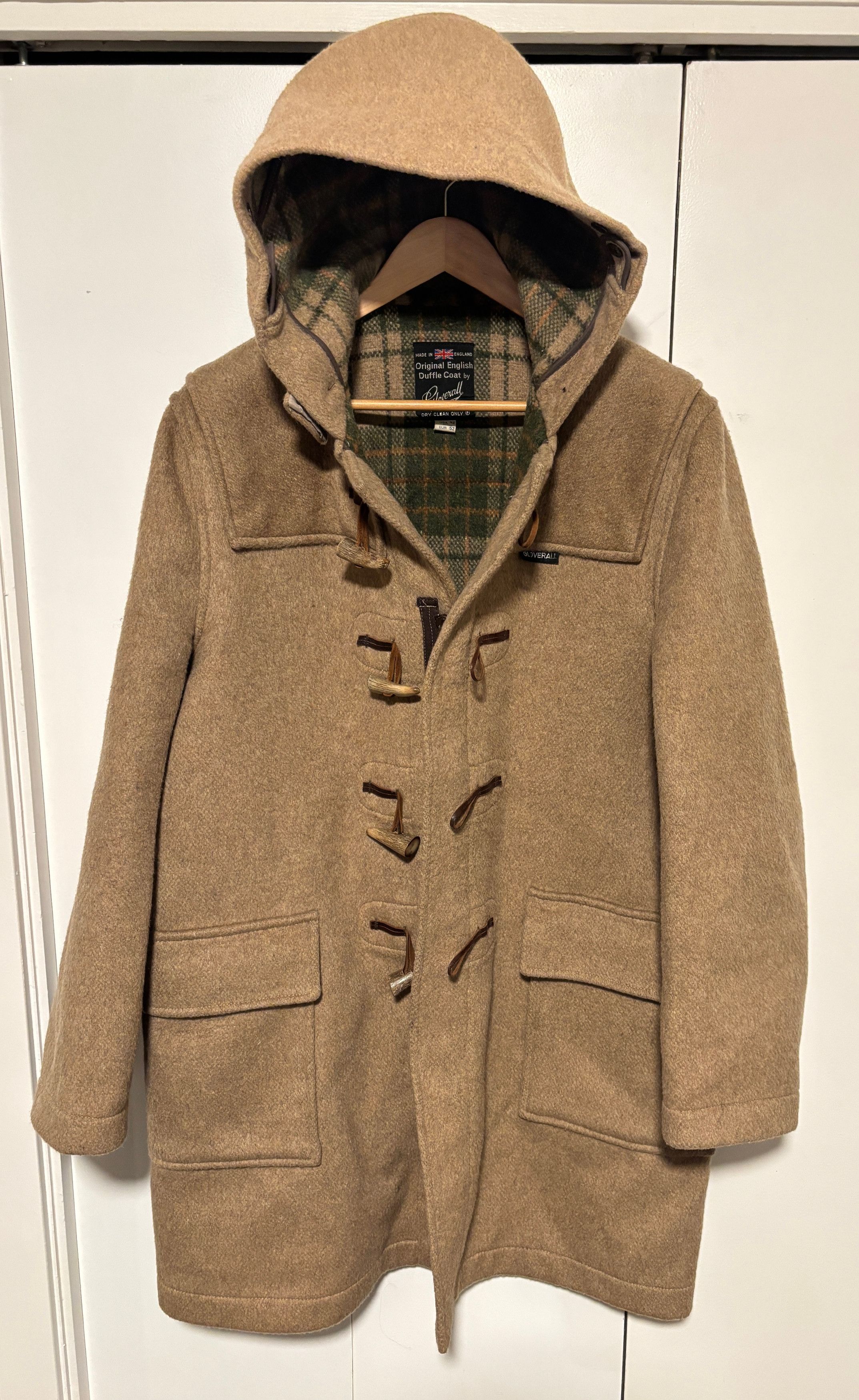 Gloverall Duffle Coat Wool Hooded Toggle England Tan Brown - 42 Large ...