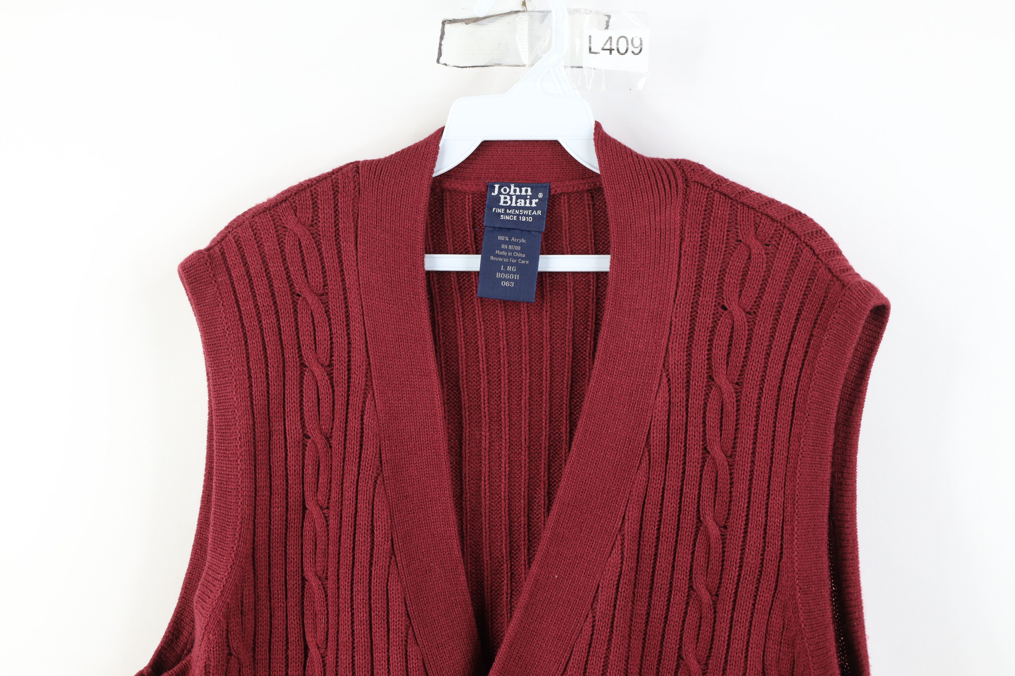 Vintage Vintage 90s Streetwear Cable Knit Fisherman Sweater Vest Red Size US L / EU 52-54 / 3 - 2 Thumbnail