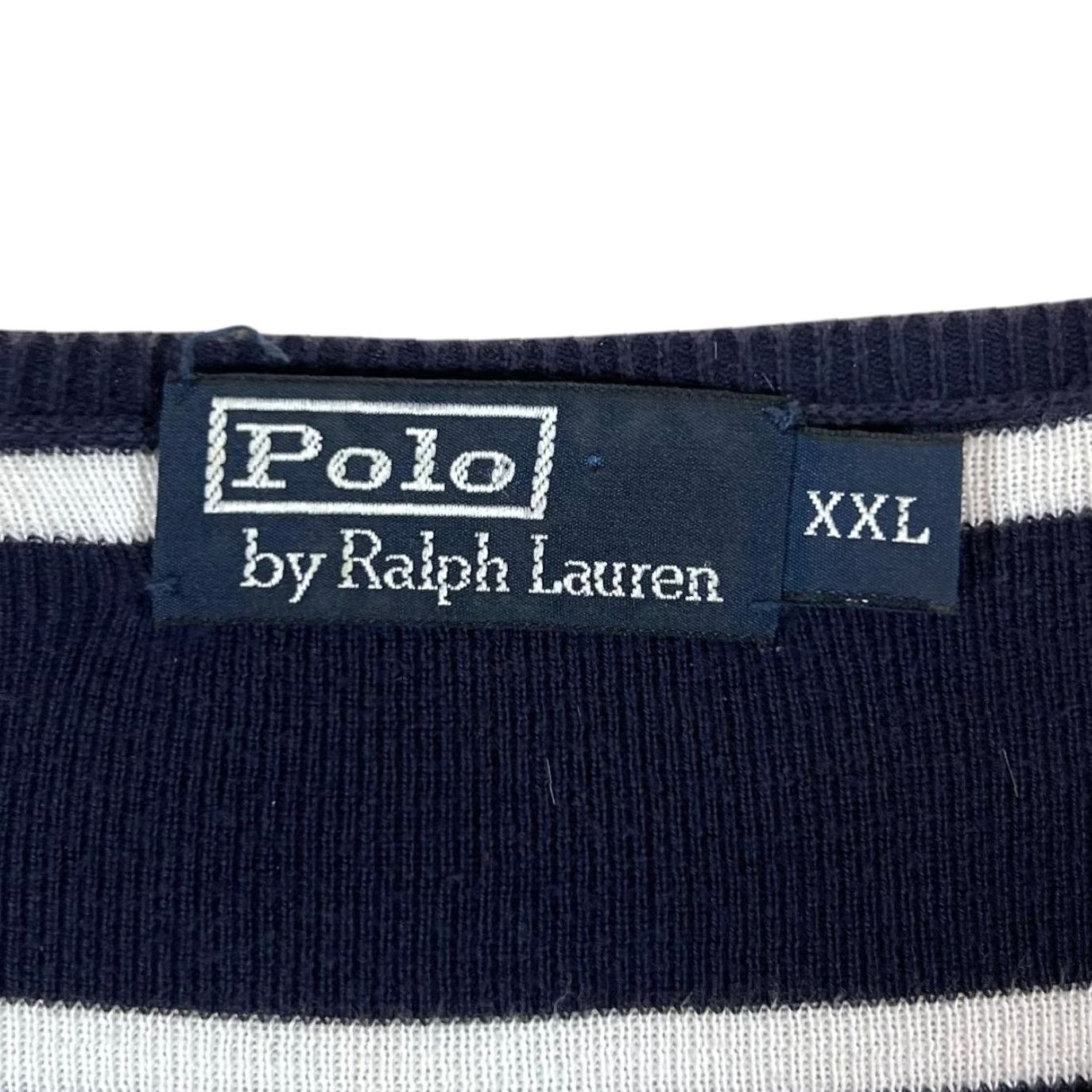 Polo Ralph Lauren POLO RALPH LAUREN Mini Logo Navy White Striped V-Neck Sweater Jumper XL (Best fits XXL) Mens Pullover Size US XL / EU 56 / 4 - 3 Thumbnail