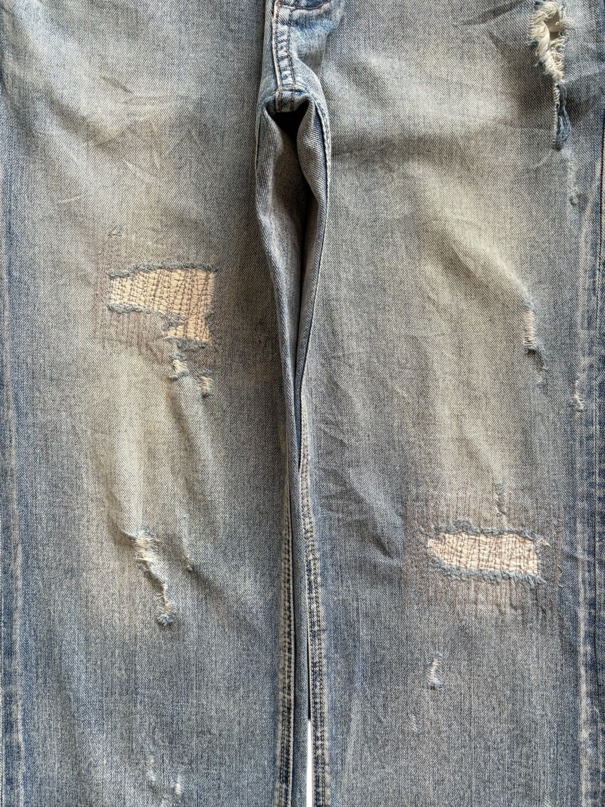 Japanese Brand Vintage Japanese Brand Mud Wash Sashiko Style Rip Baggy Jean Size US 32 / EU 48 - 5 Thumbnail