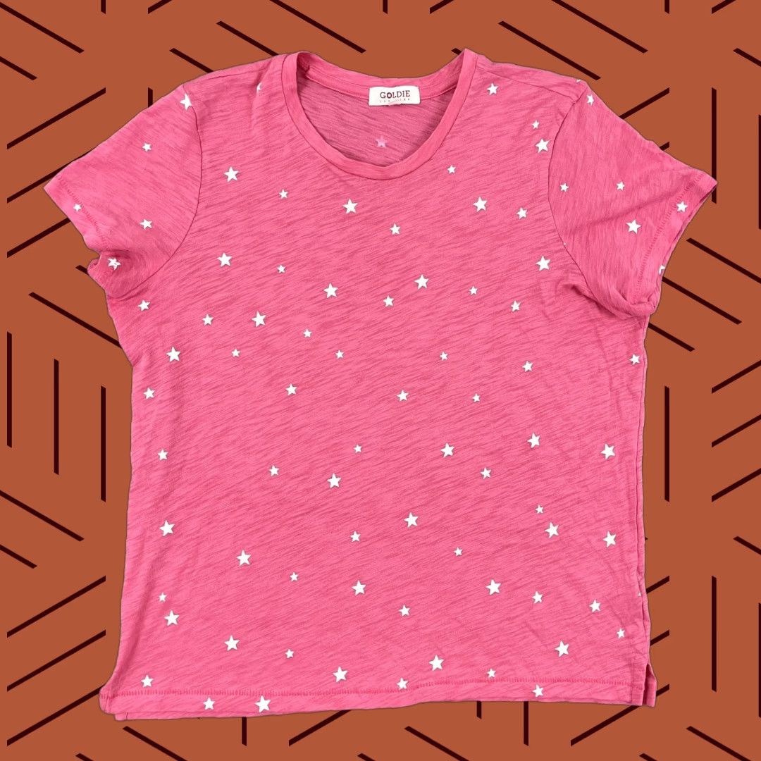 Vintage Vintage Goldie Lewinter Women's Short Sleeve Blouse Top Pink White Star Print Casual Shirt Small Size S / US 4 / IT 40 - 1 Thumbnail