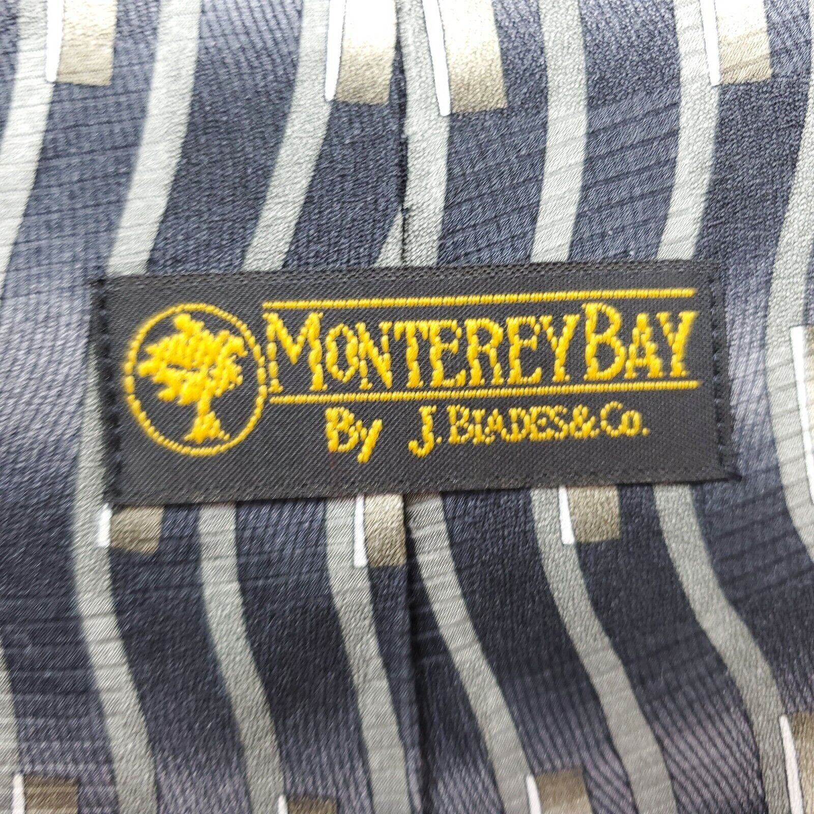 Vintage Monterey Bay J. Blades & Co. Abstract Gray Silk Tie Wide Size ONE SIZE - 3 Thumbnail