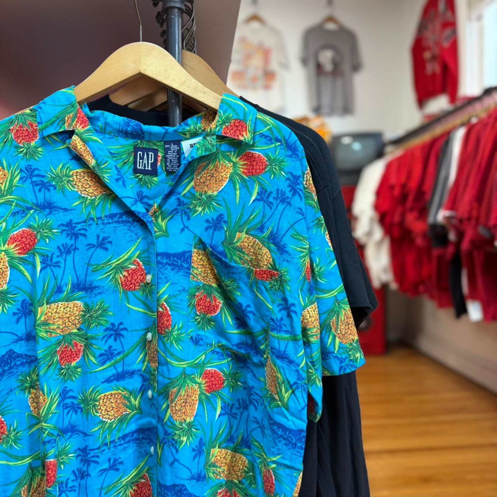 Gap × Vintage Vintage 90s Gap Floral Hawaiian Loop Collar Shirt Size US L / EU 52-54 / 3 - 1 Thumbnail