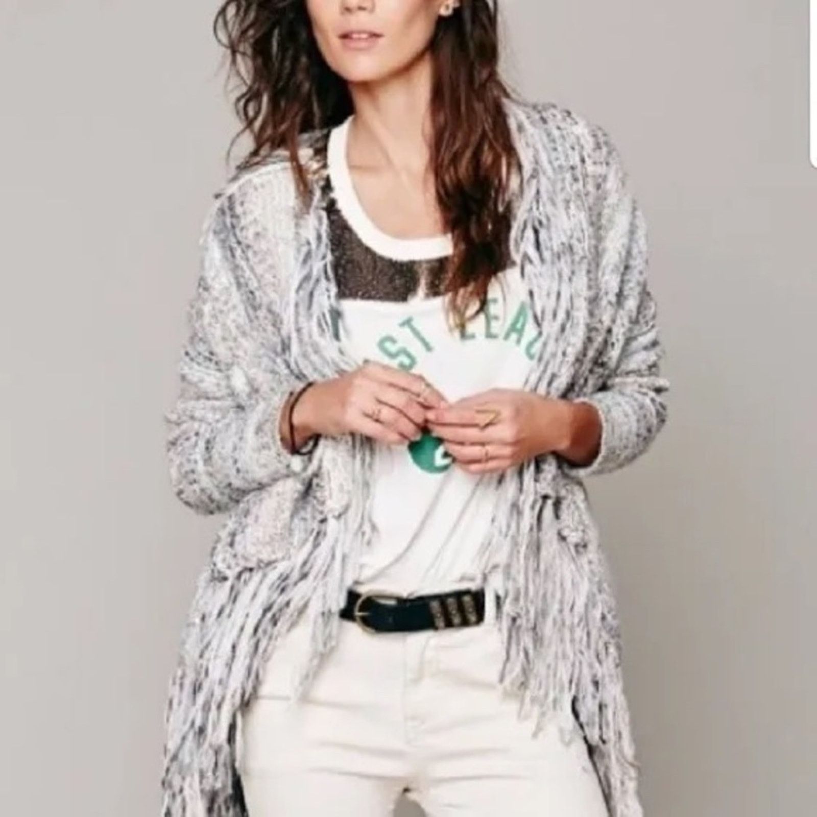 Free People Free People Birkenstock Fringe Cardigan Size M / US 6-8 / IT 42-44 - 11 Thumbnail