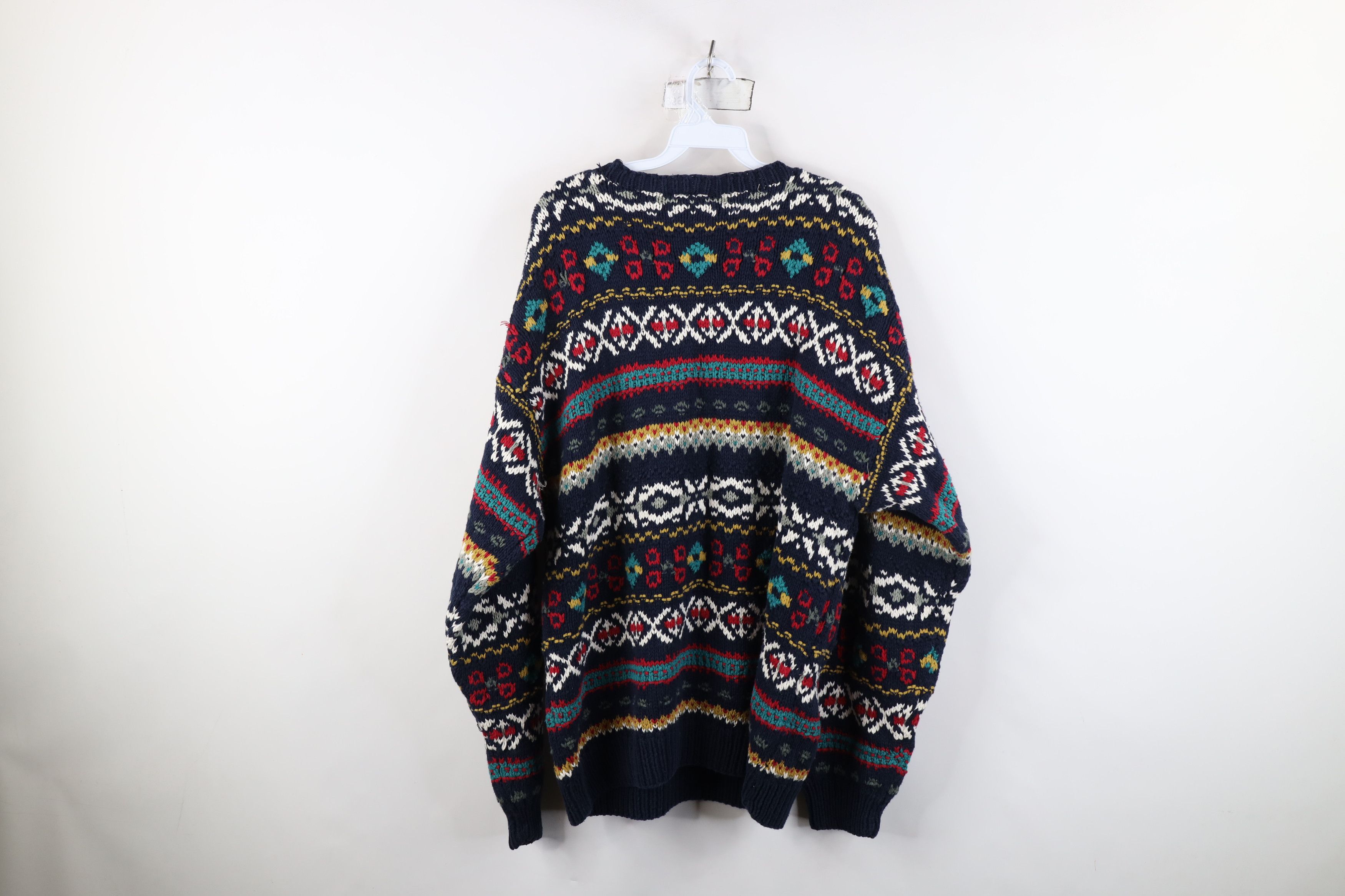 Vintage Vintage 90s Streetwear Rainbow Fair Isle Hand Knit Sweater Size US L / EU 52-54 / 3 - 10 Thumbnail
