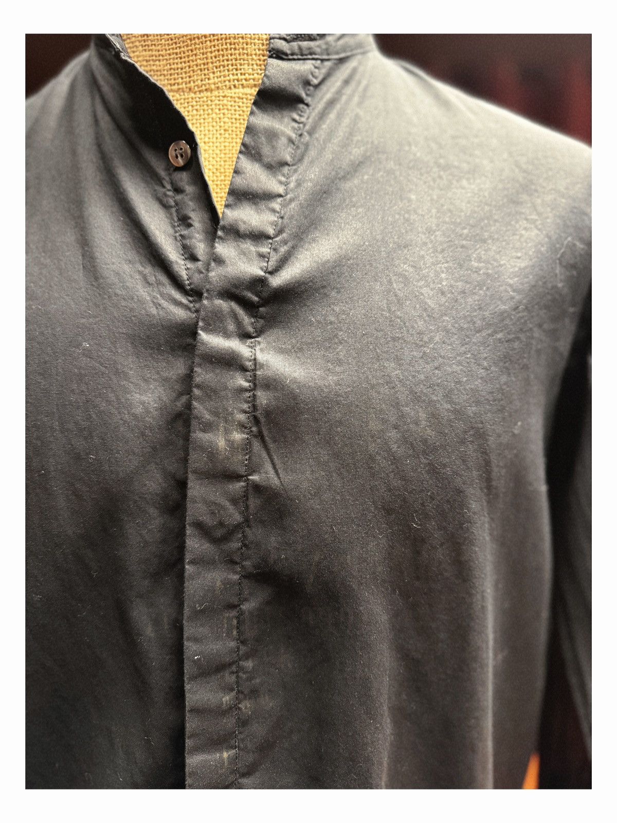Other Black Mandarin Collar Shirt – Military-Inspired Minimalism Size US M / EU 48-50 / 2 - 3 Thumbnail