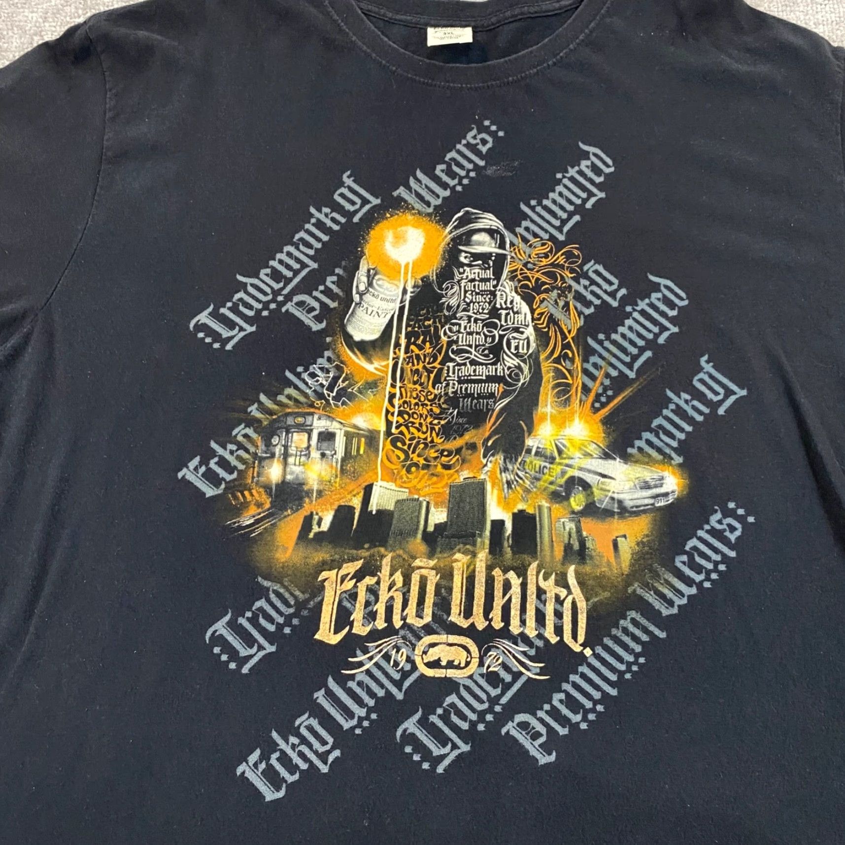 Ecko Unltd. Ecko Unltd. Shirt Mens 3XL Black Spraypaint Graffiti Rhino Grunge Streetwear Y2K Size US XXL / EU 58 / 5 - 3 Thumbnail