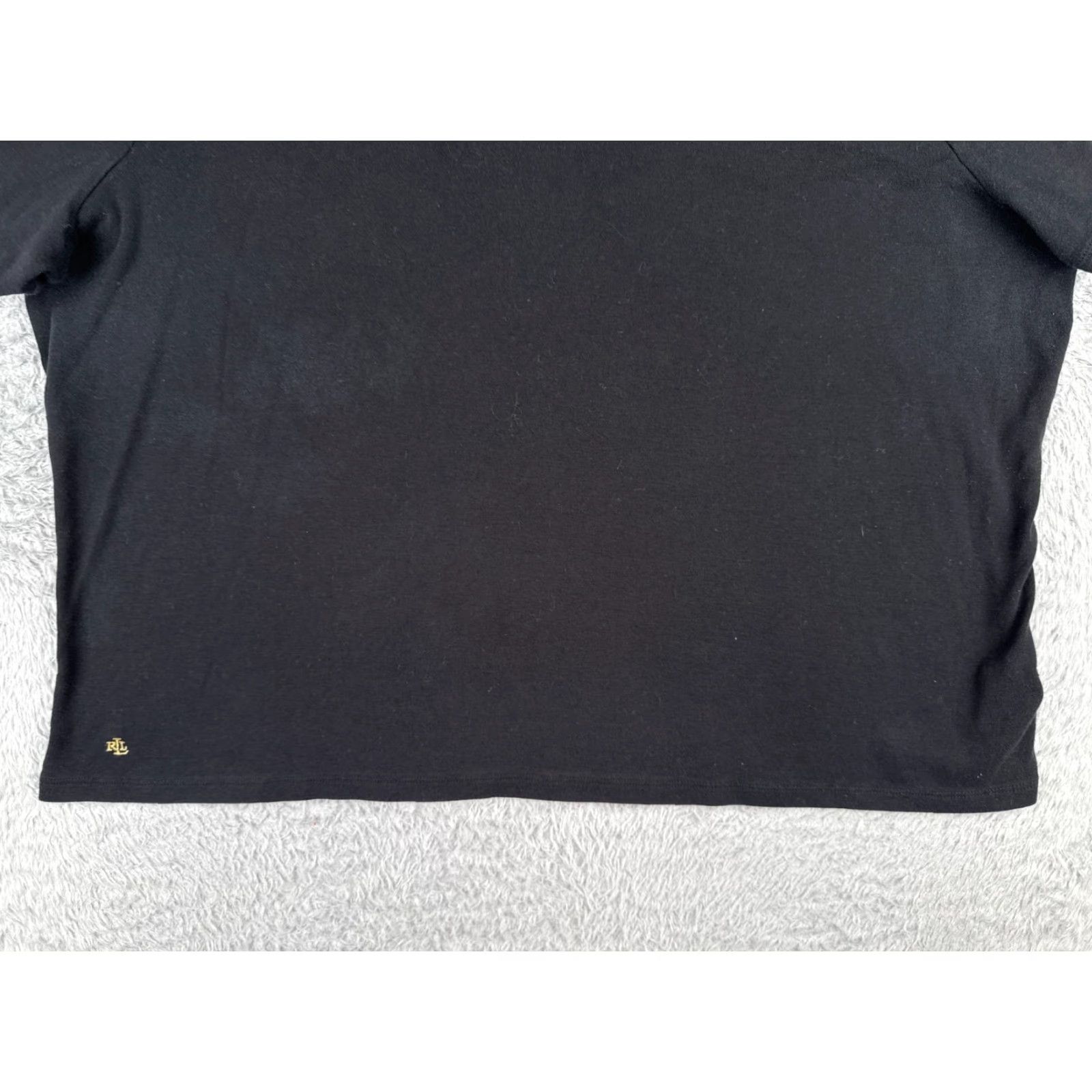Ralph Lauren VINTAGE Lauren Ralph Lauren T-Shirt Women 2X Black Cotton Crew Neck Short Sleeve Casual Top Size XXL / US 16-18 / IT 52-54 - 5 Thumbnail