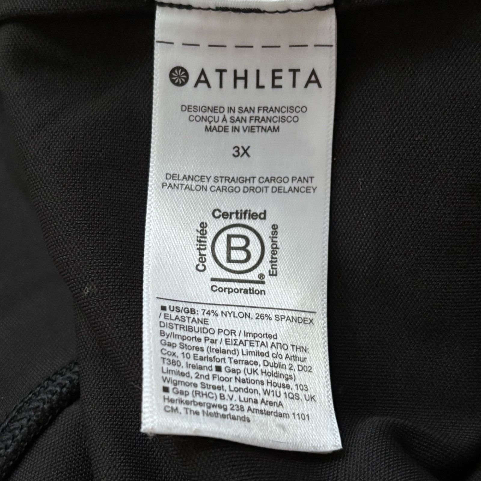 Athleta ATHLETA Delancey Straight Cargo Pant 3X Black Pull On Size 42" / US 20 - 8 Thumbnail