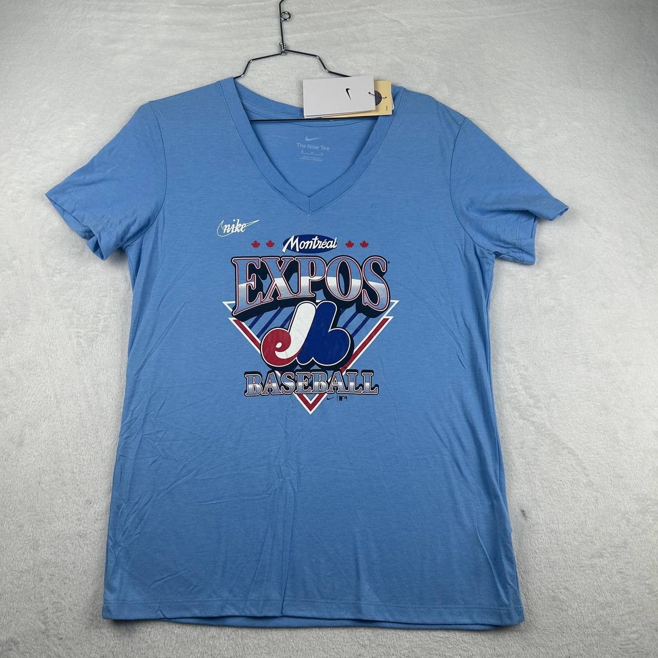 Nike Montreal Expos Shirt Women Medium Blue Nike V-Neck New M Size M / US 6-8 / IT 42-44 - 1 Thumbnail