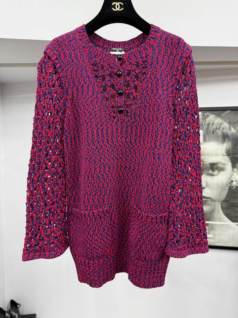 Chanel Chanel Red and blue knitted sweater Size XS / US 0-2 / IT 36-38 - 1 Thumbnail