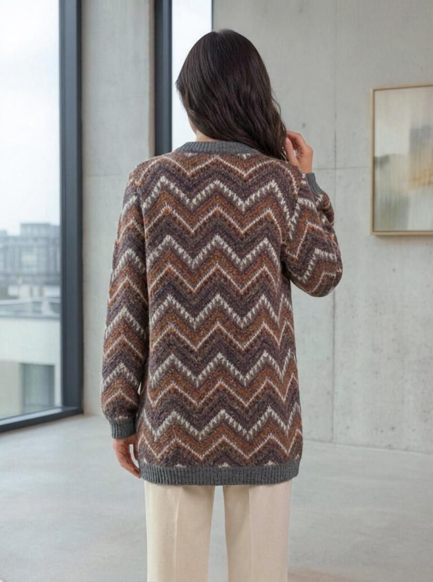Escada Escada RARE Vintage Metallic Chevron Knit Bomber Jacket 80s Size M / US 6-8 / IT 42-44 - 3 Thumbnail