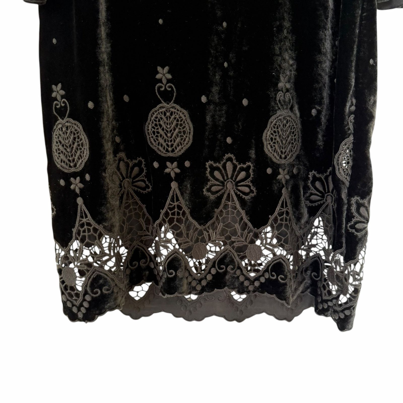 Other Johnny Was Roxanne Mini Dress Black Velour Lace Sz XS Size XS / US 0-2 / IT 36-38 - 2 Thumbnail