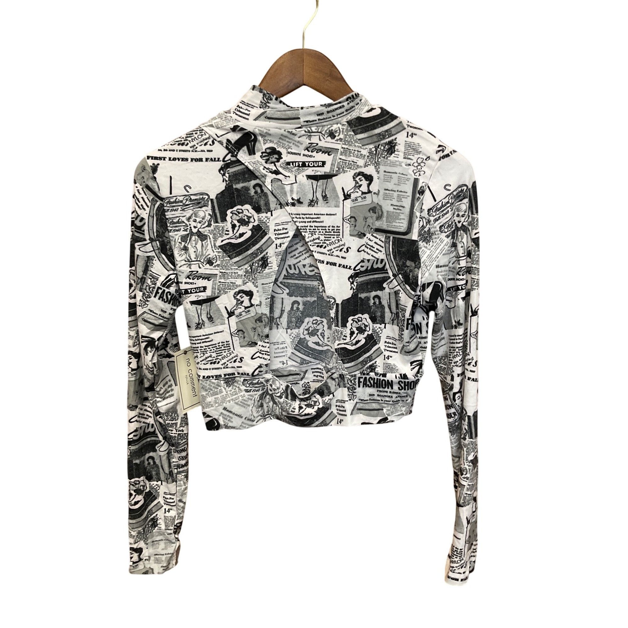 Other No Comment NY.LA Large Womens Long Sleeve Newspaper Print Cr Size L / US 10 / IT 46 - 6 Thumbnail