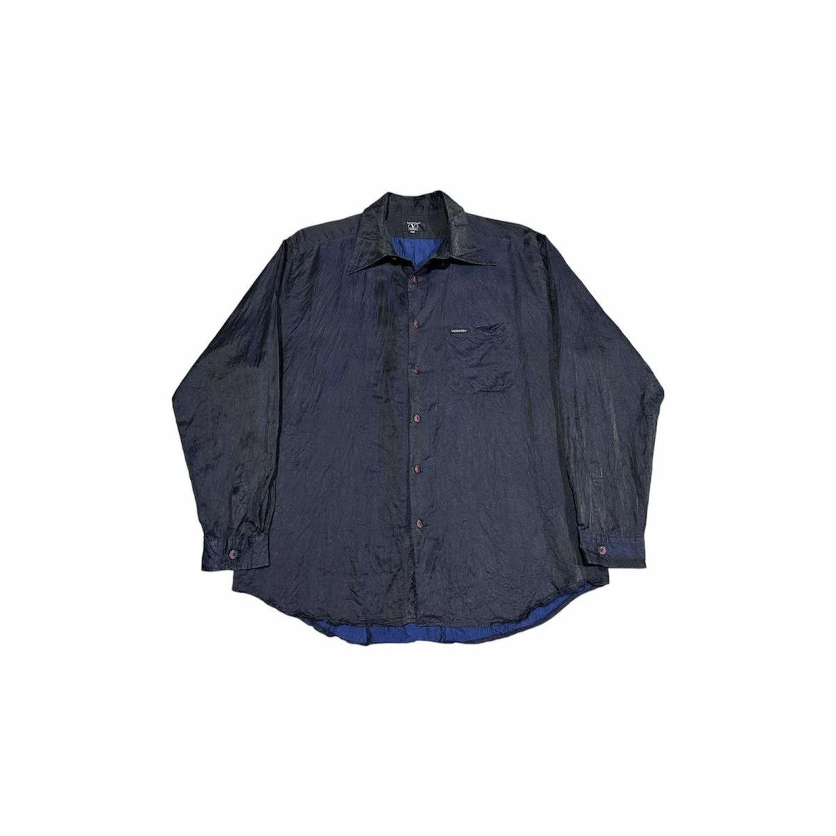 Designer × Japanese Brand × Valentino 🔥Rare Vintage Valentino Waxed Shirt Black Iridescent Blue Size US XL / EU 56 / 4 - 2 Thumbnail