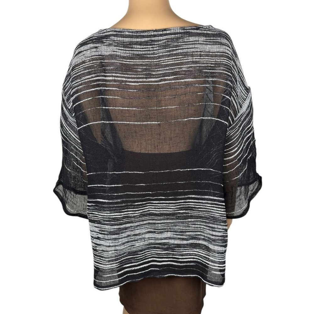 Eileen Fisher Eileen Fisher Black Illusion Mesh Bateau Neck Linen Blend T Size XL / US 12-14 / IT 48-50 - 4 Thumbnail