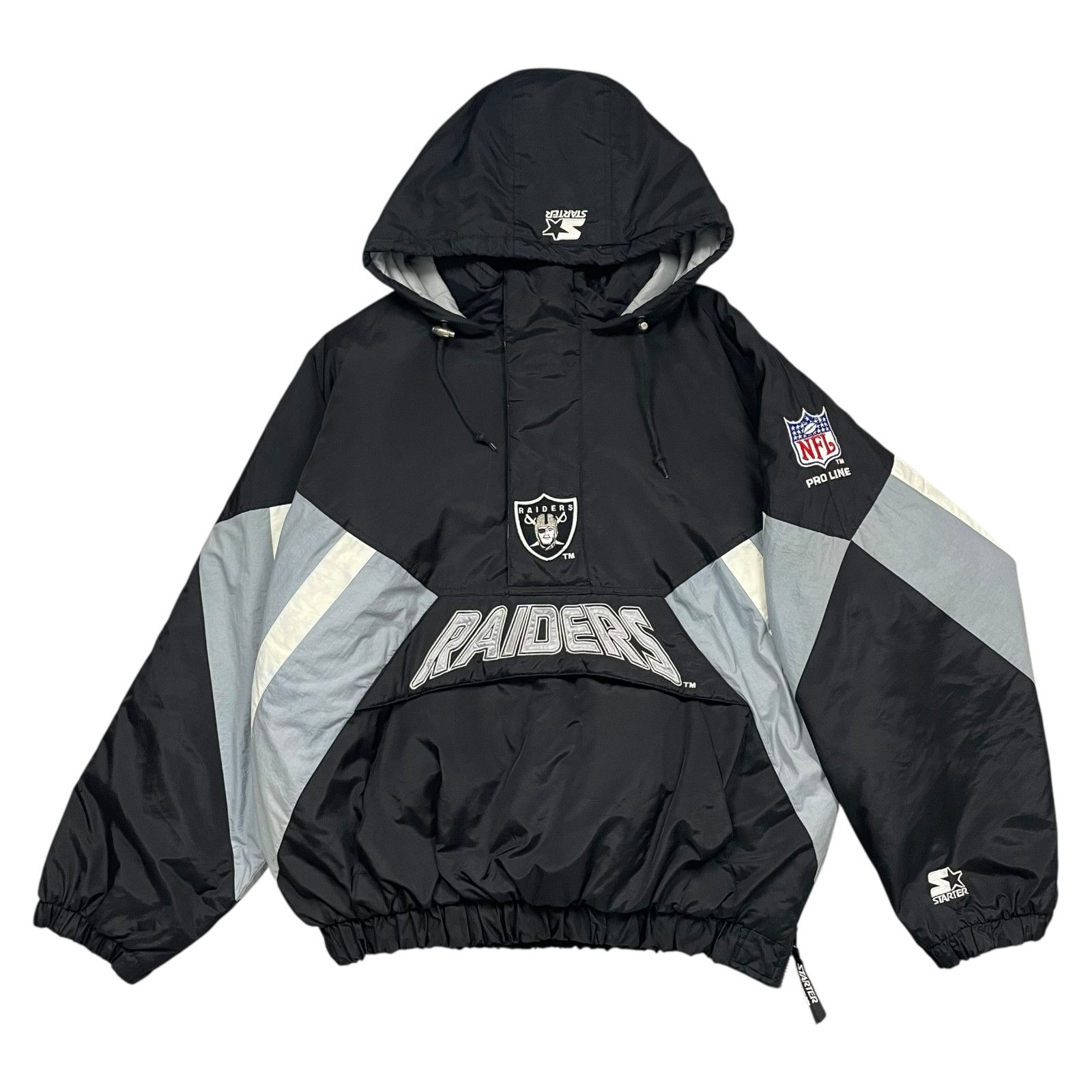 NFL 90s OAKLAND RAIDERS STARTER PULLOVER HOODED PUFFER JACKET Size US XXL / EU 58 / 5 - 2 Thumbnail