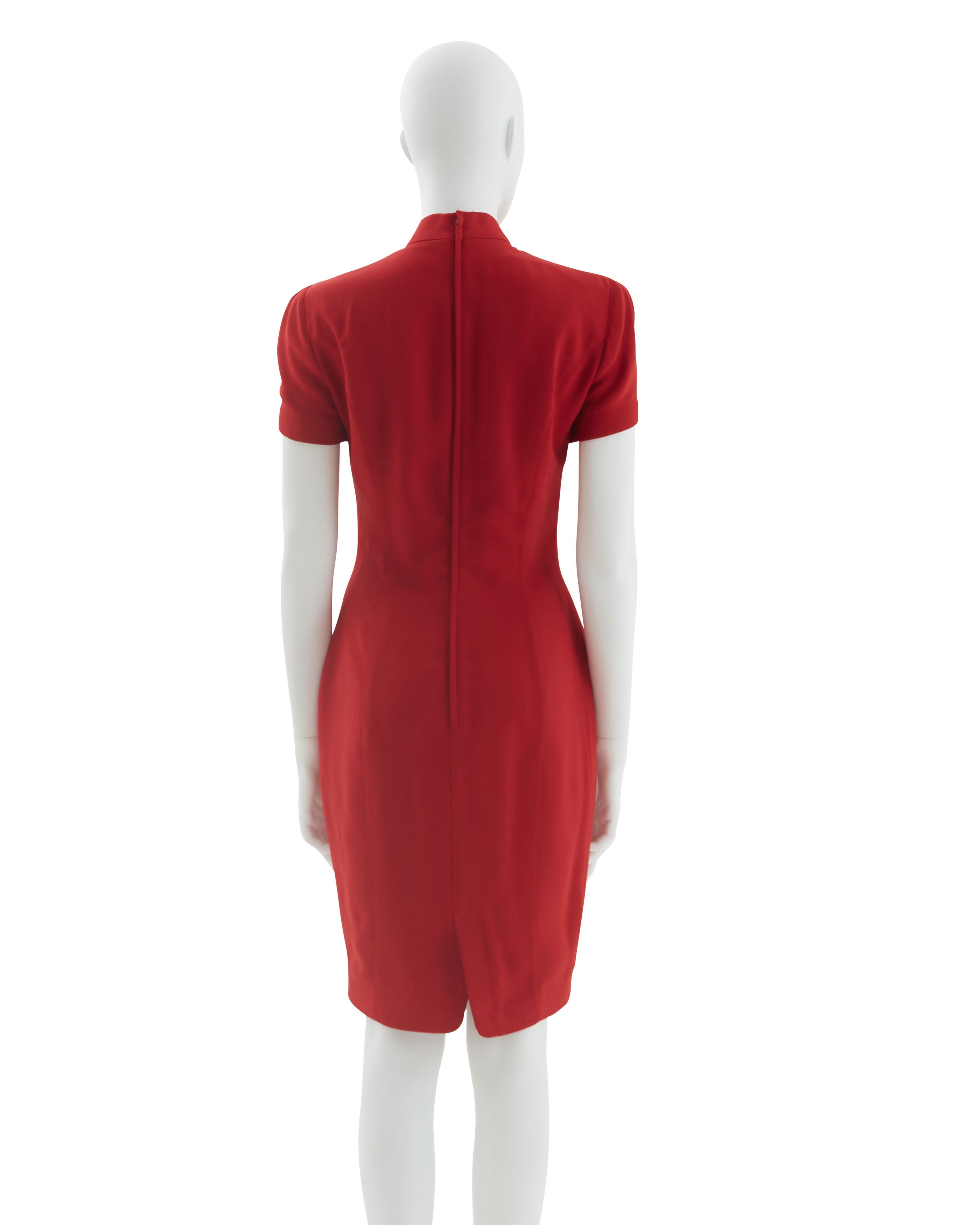 Thierry Mugler Early 1990s Red crystal glam sculptural evening dress Size M / US 6-8 / IT 42-44 - 3 Thumbnail