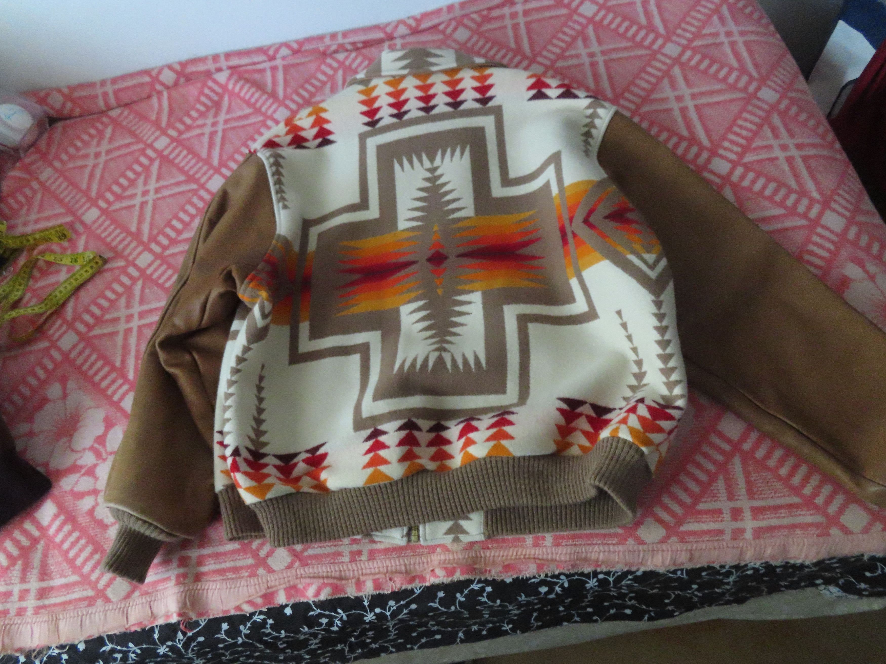 Pendleton × Vintage VTG PENDLETON WOOL WITH LEATHER SLEEVES FULL ZIP JACKET Size US XL / EU 56 / 4 - 4 Thumbnail