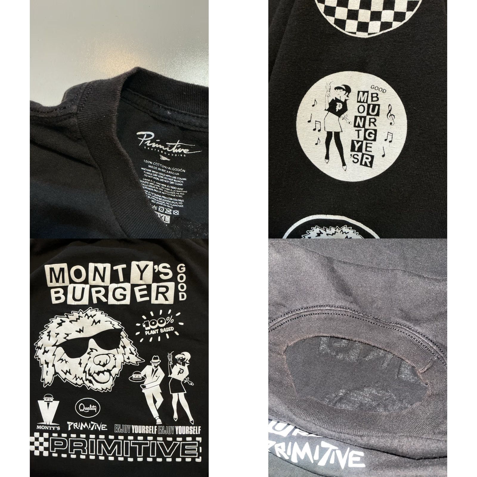 Primitive VINTAGE Primitive Skateboarding X Monty’s Good Burger Plant Based L/S Graphic T-Shirt 2XL Black Puff Print Boys Womens Mens Size US XXL / EU 58 / 5 - 8 Thumbnail