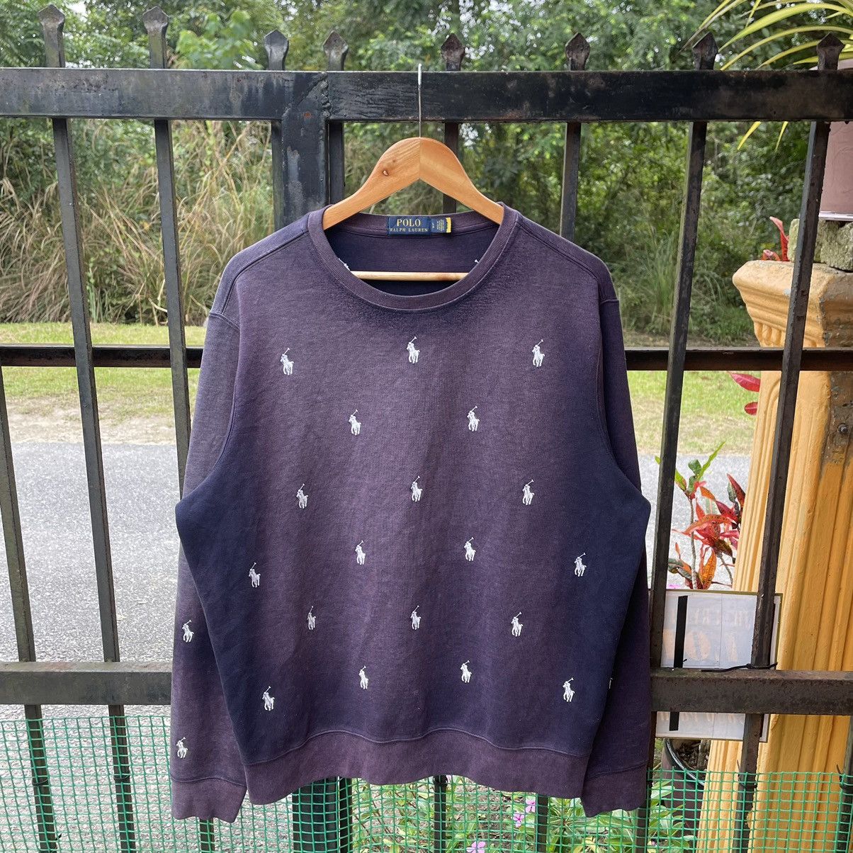 Polo Ralph Lauren × Ralph Lauren × Vintage 🔥Polo Ralph Lauren Small Pony Monogram Sun Faded Sweatshirts Size US M / EU 48-50 / 2 - 1 Thumbnail