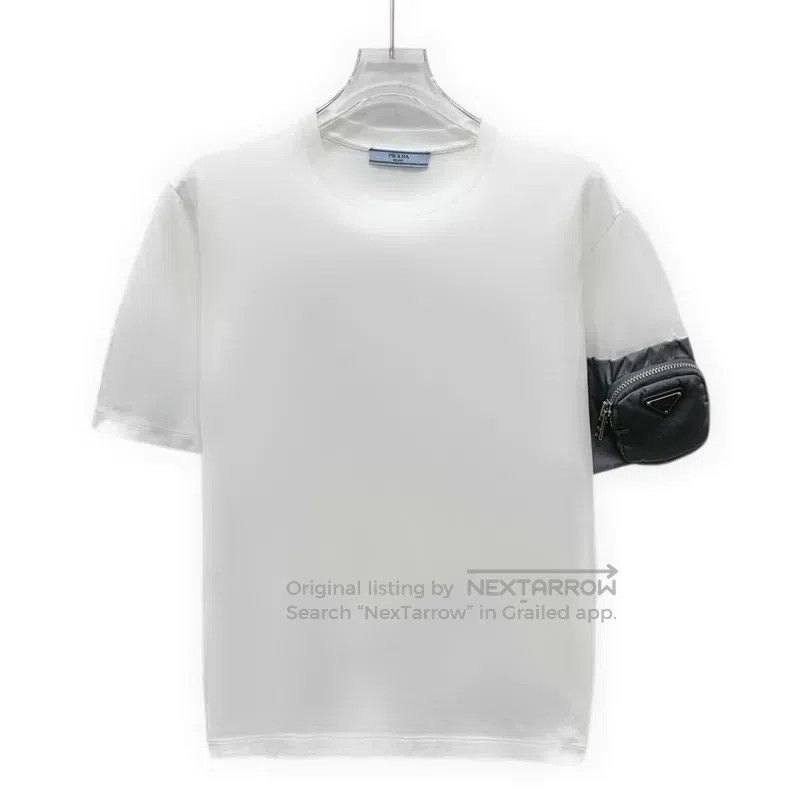 Prada Prada White logo triangle pocket round-neck cotton short-s Size US S / EU 44-46 / 1 - 1 Thumbnail