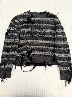 Balenciaga distressed clearance striped sweater