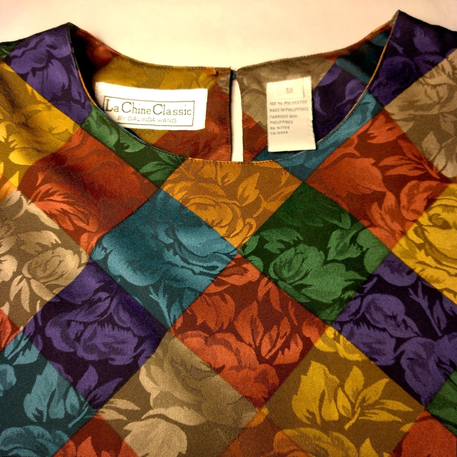 Vintage La Chine Classic Blouse Size 12 Satin Polyester Patch Look Rose Long Slv Vintage Office Career Wear Size XL / US 12-14 / IT 48-50 - 7 Thumbnail