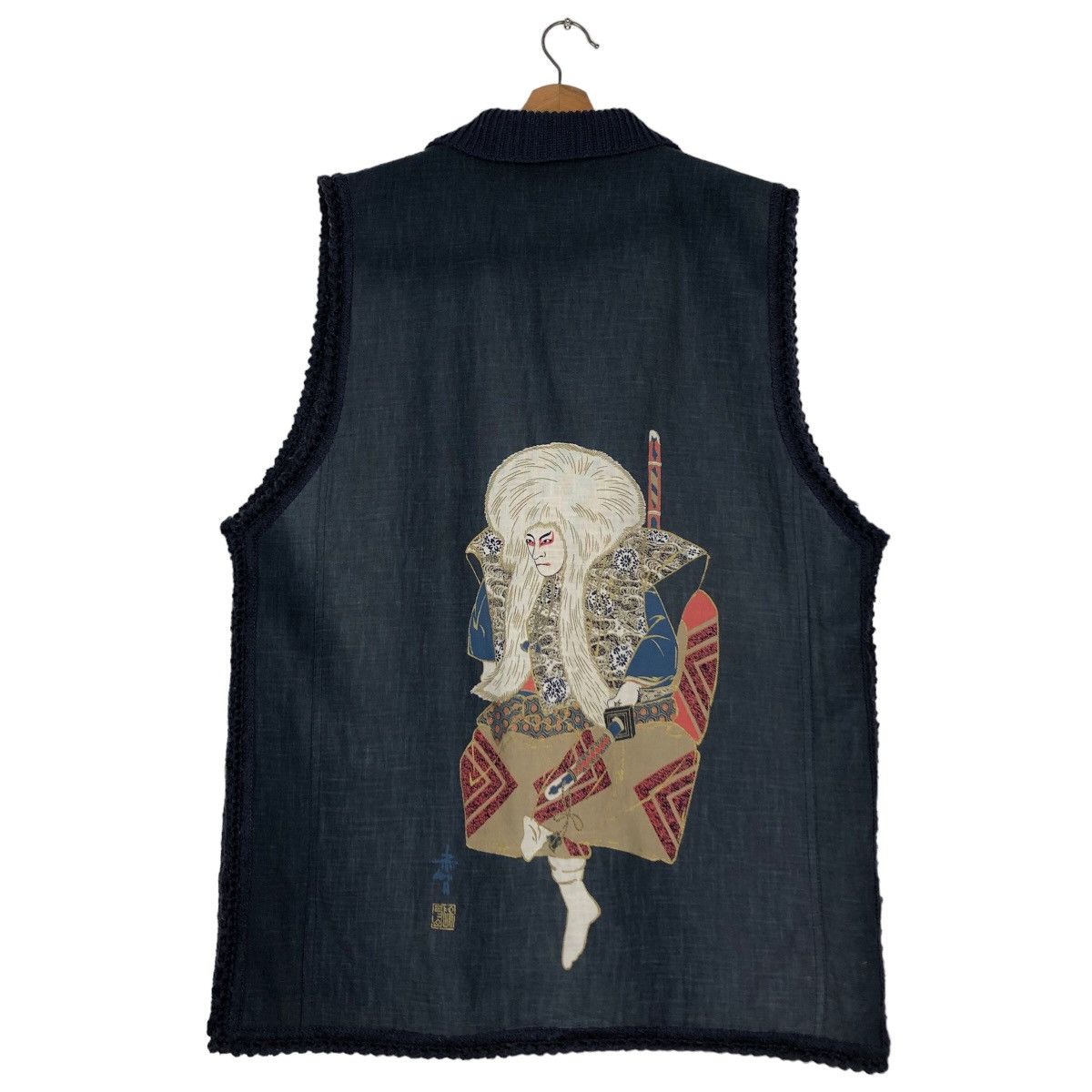 Indigo 🔥Vtg Indigo Blue Denim Vest Big Logo Traditional Japanese Size US M / EU 48-50 / 2 - 1 Thumbnail