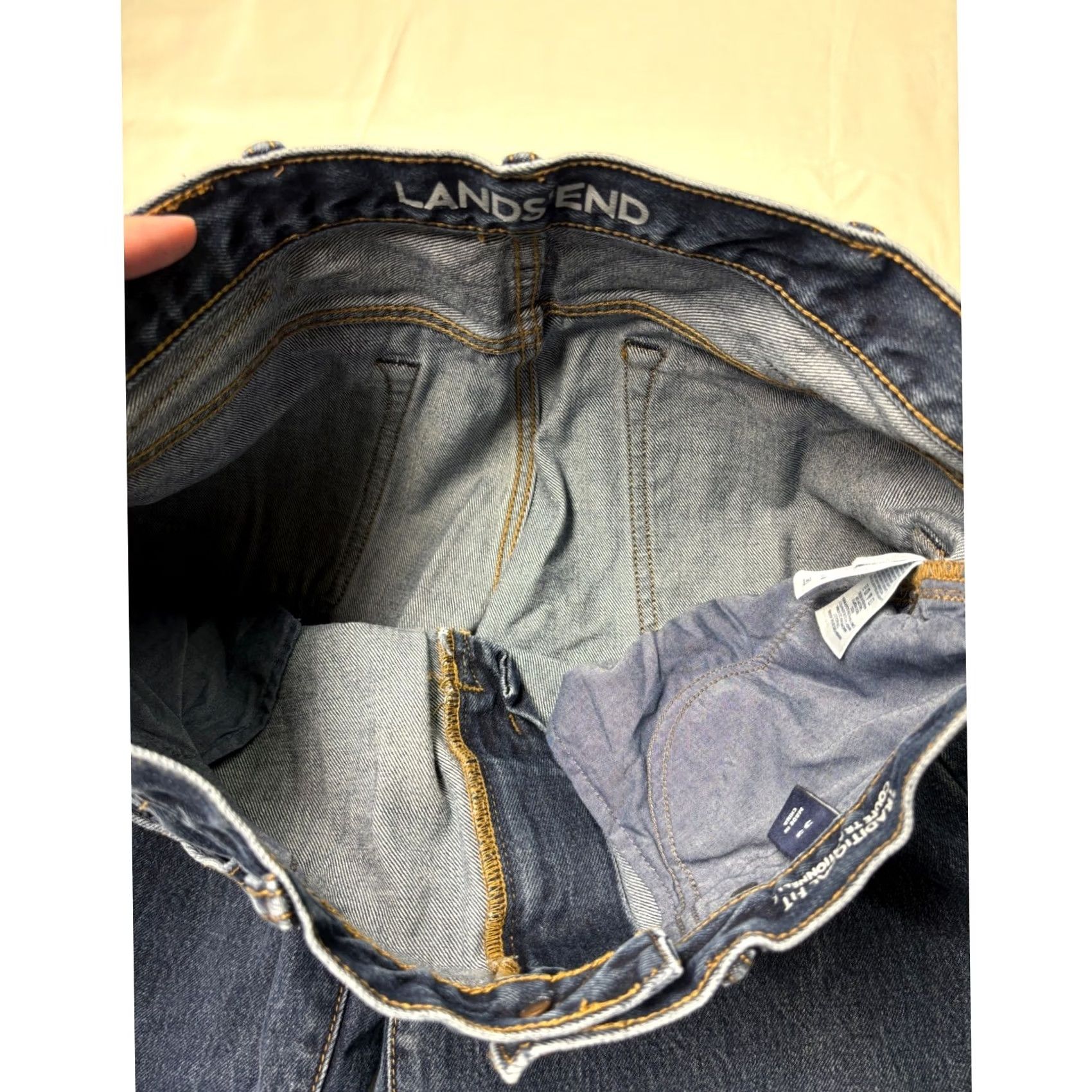 Lands' End Lands' End Jeans Men 33x33 Blue Denim Cotton Regular Fit Straight Pockets Easy Care Zip Button Vintage? No Size US 33 - 4 Thumbnail
