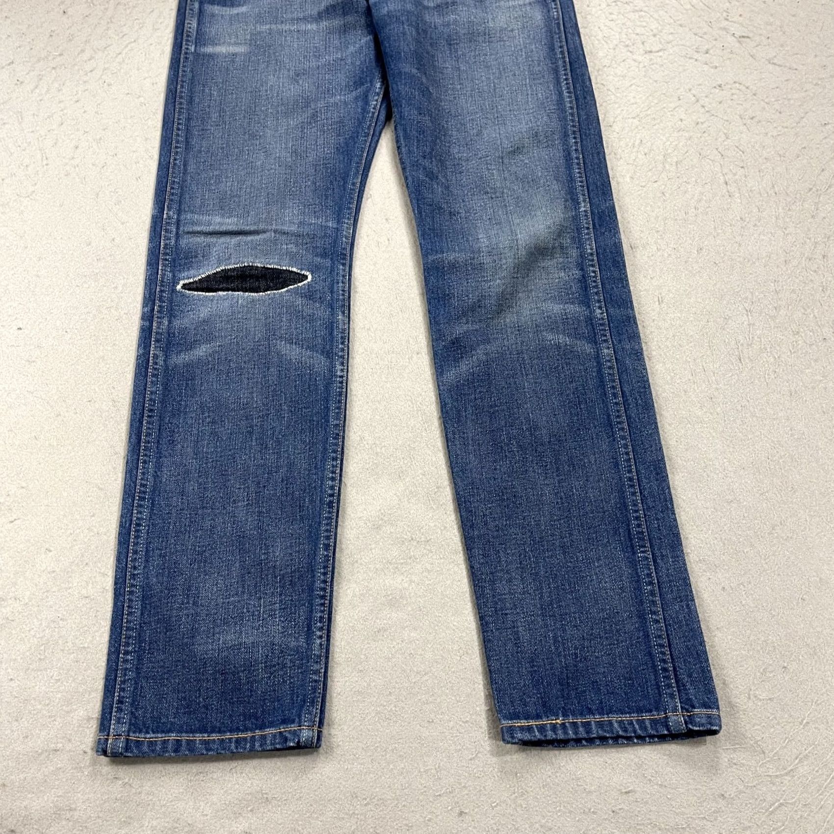 Levi's Levi's 606 Jeans Mens 31x32 Blue Denim Distressed USA Made Big E Orange Tab 5-Pocket Slim Straight Size US 31 - 3 Thumbnail