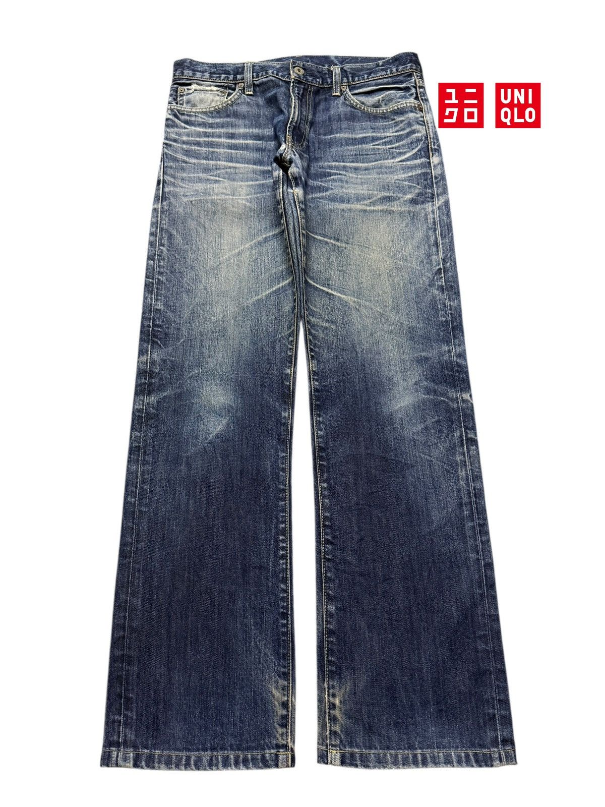 Uniqlo Vintage Y2K Japanese Uniqlo Faded Whiskers Wash Relaxed Fits Size US 32 / EU 48 - 1 Thumbnail