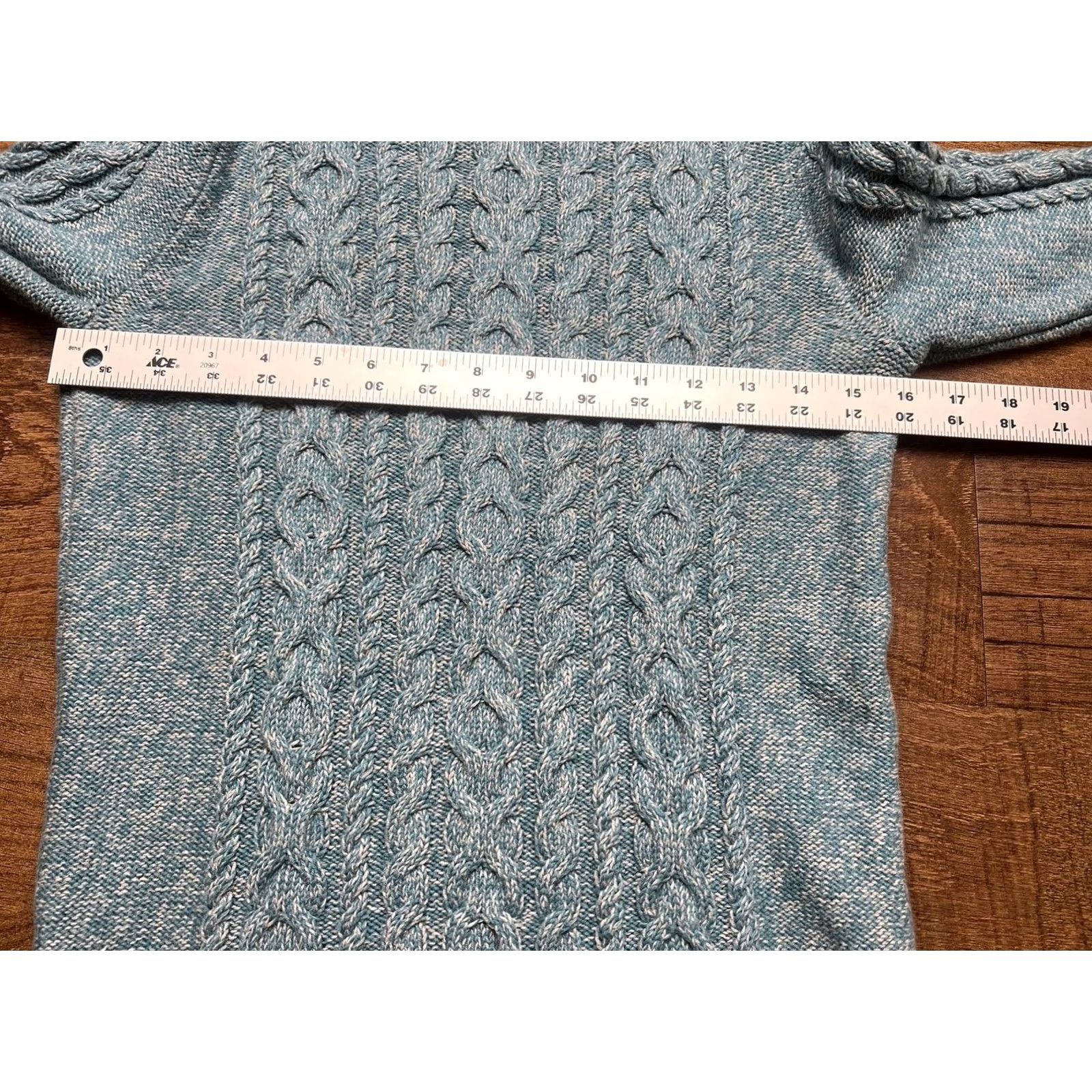 Vintage VINTAGE LL Bean Cable Knit Fisherman Sweater Womens XS Crewneck Teal Gray Cotton Size XS / US 0-2 / IT 36-38 - 5 Thumbnail