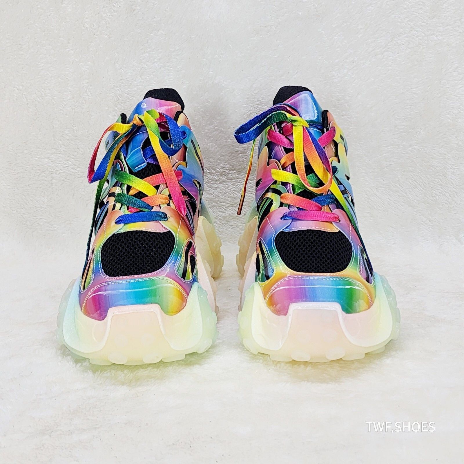 Other Anthony Wang Alien Black & Rainbow Hidden Wedge Platform Sne Size US 7.5 / IT 37.5 - 7 Thumbnail