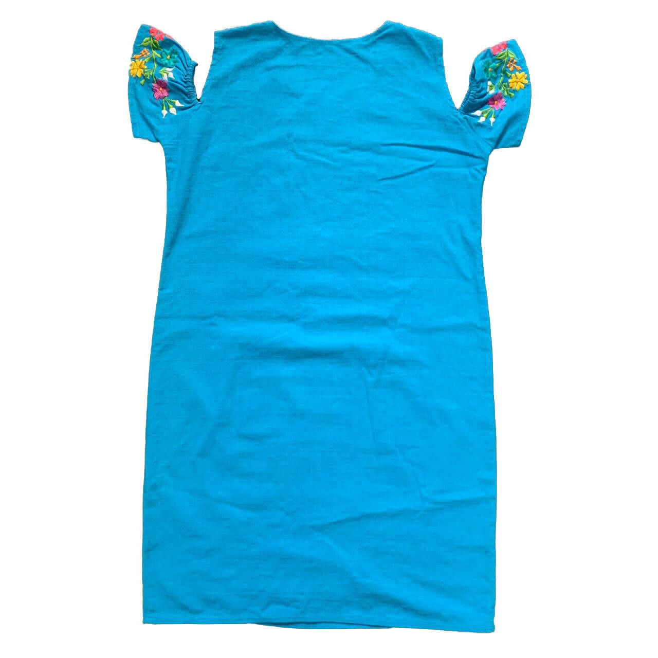 Designer Pre Owned Blue Hand Made Embroidered Flower Dress M Size M / US 6-8 / IT 42-44 - 2 Thumbnail