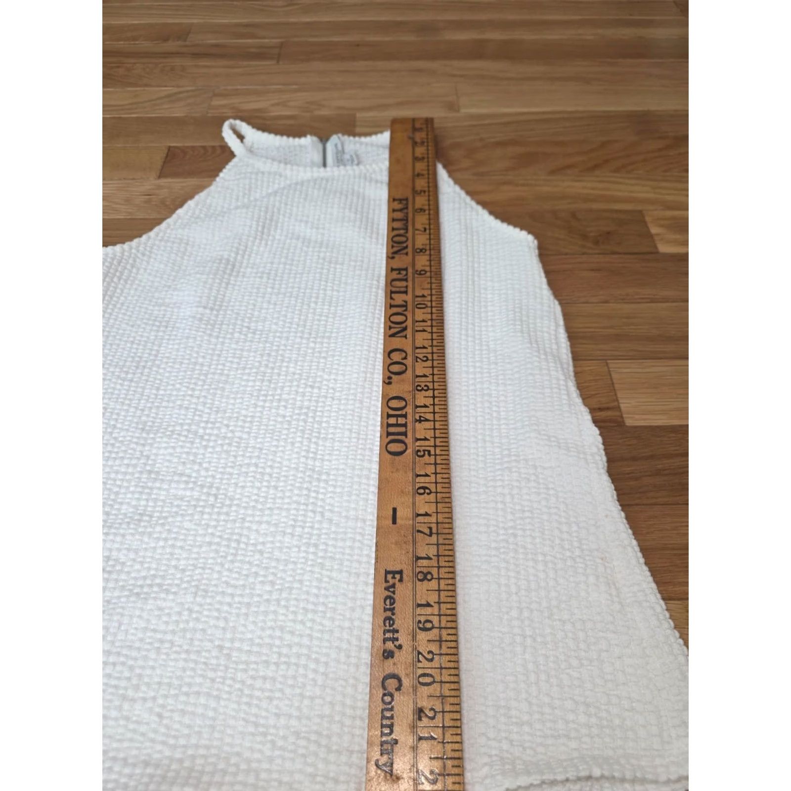 Vintage Green Envelope Shirt Womens S White Cotton Textured Waffle Knit Halter Zip Sleeveless Size S / US 4 / IT 40 - 3 Thumbnail